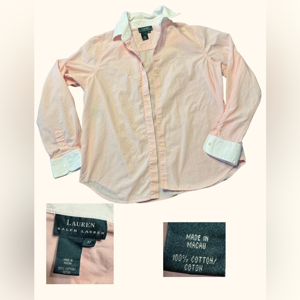 Lauren Ralph Lauren Women’s 100% Cotton Light Pink Button Down Shirt